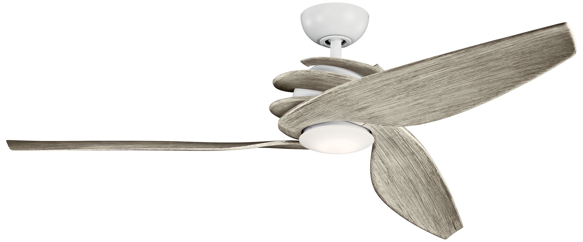 62" Kichler Spyra LED Walnut and White Indoor Ceiling Fan with Remote