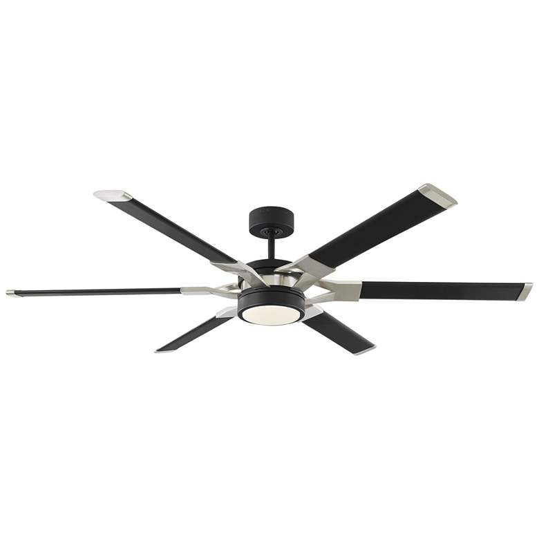 Image 2 62" Loft Black and Steel Damp Rated 6-Blade Ceiling Fan with Remote