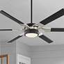 62" Loft Black and Steel Damp Rated 6-Blade Ceiling Fan with Remote