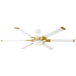 62&quot; Loft Matte White Brass LED Damp Rated Fan with Remote