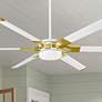 62" Loft Matte White Brass LED Damp Rated Fan with Remote