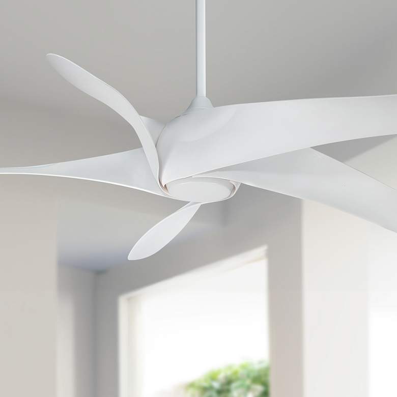 Image 1 62" Minka Aire Artemis XL5 DC White Modern LED Ceiling Fan with Remote