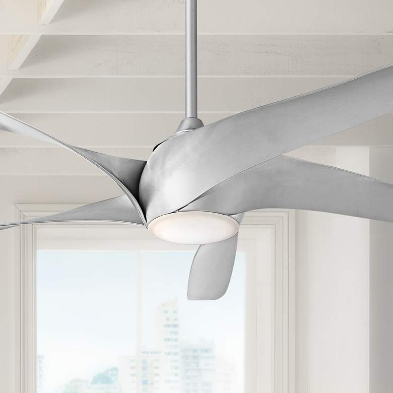 Image 1 62" Minka Aire Artemis XL5 Silver LED Modern Ceiling Fan with Remote