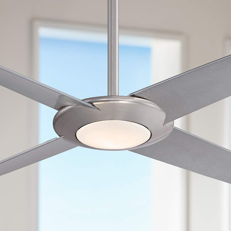 Image 1 62 inch Minka Aire Pancake XL Brushed Nickel LED Modern Ceiling Fan