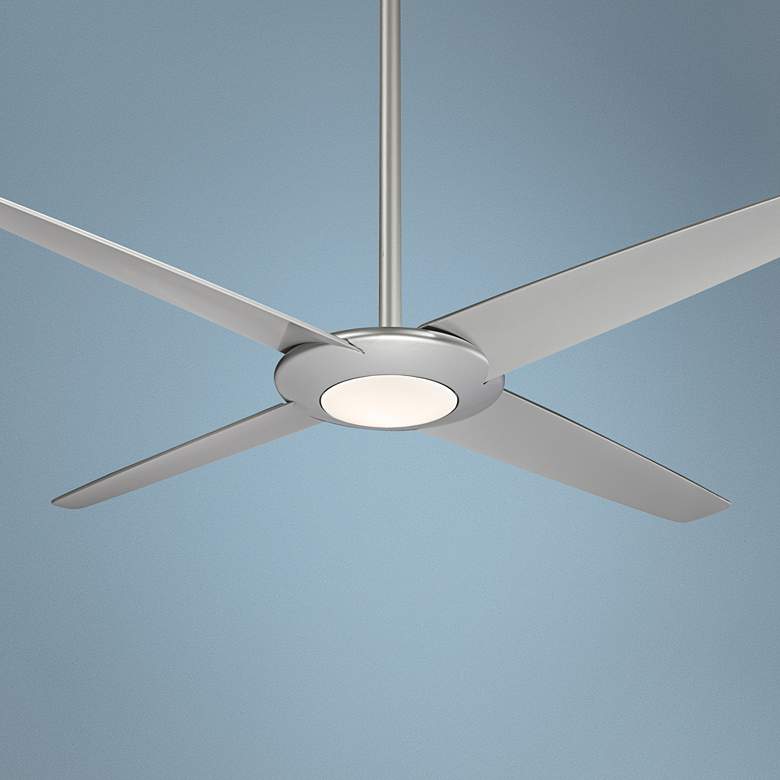 Image 1 62" Minka Aire Pancake XL LED Silver indoor Ceiling Fan with Remote