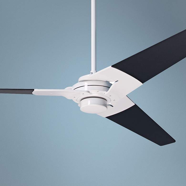 Image 1 62" Modern Fan Torsion Black Gloss White Ceiling Fan with Wall Control