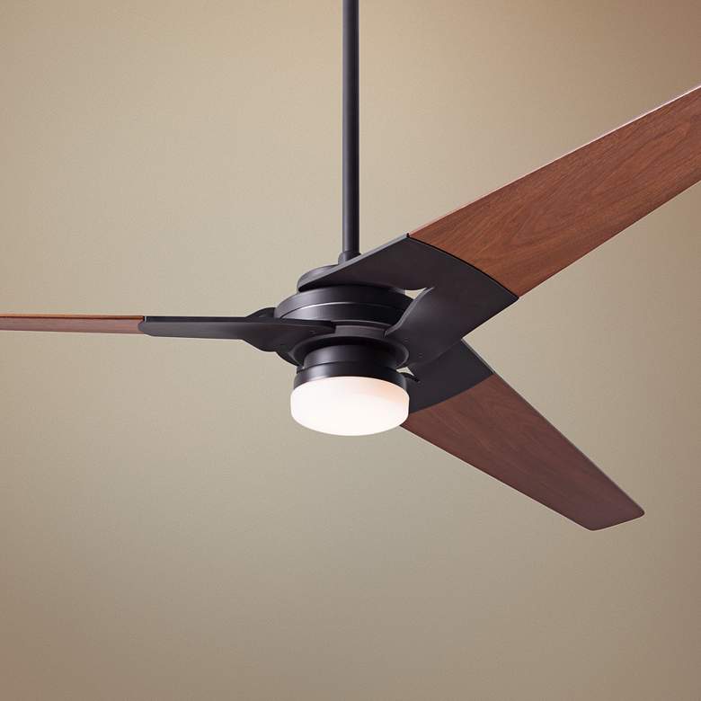 Image 1 62" Modern Fan Torsion Dark Bronze LED Ceiling Fan with Wall Control