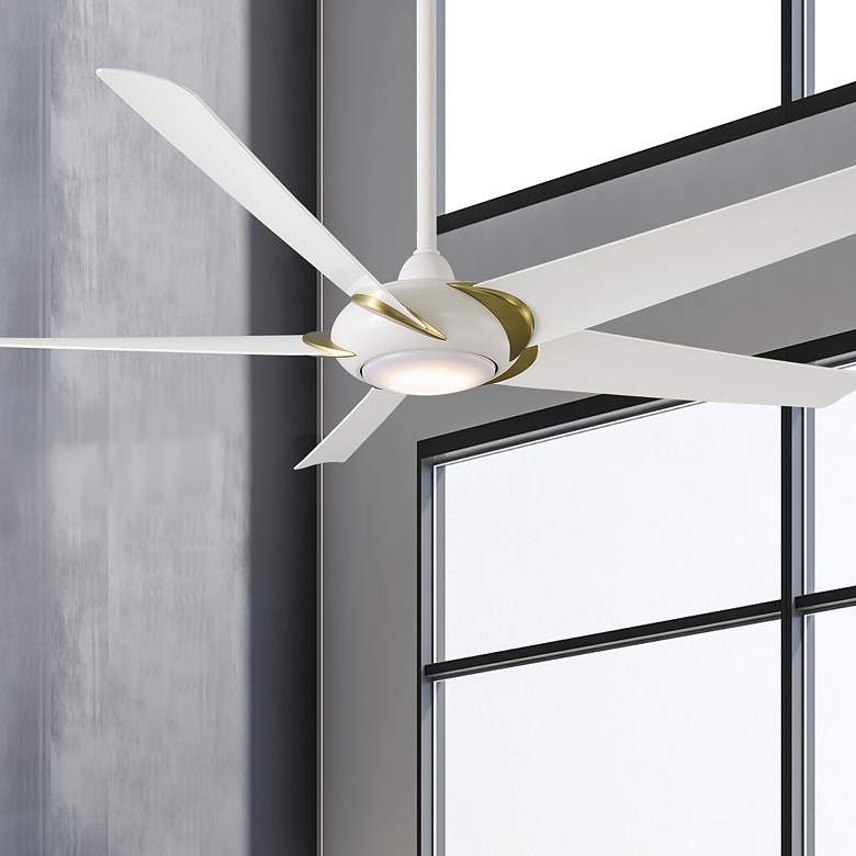 Image 1 62" Modern Forms Lucid Matte White 2700K LED Smart Wet Ceiling Fan