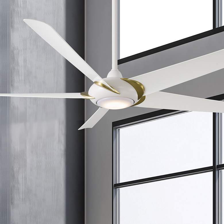 Image 1 62" Modern Forms Lucid Matte White 3500K LED Smart Wet Ceiling Fan