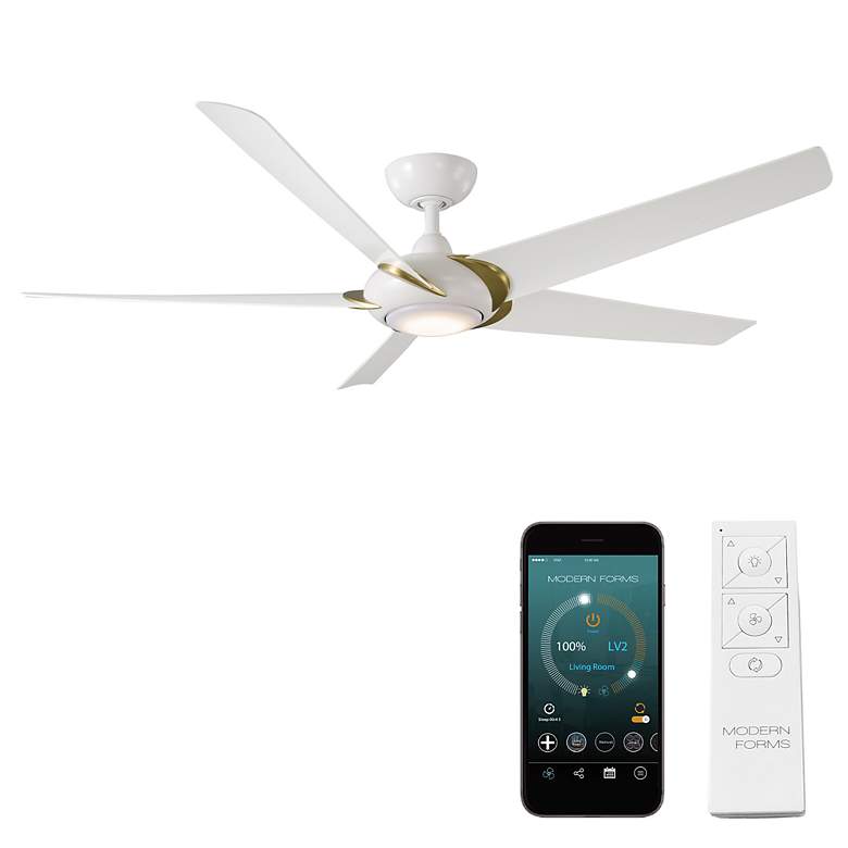 Image 5 62" Modern Forms Lucid Matte White 3500K LED Smart Wet Ceiling Fan more views