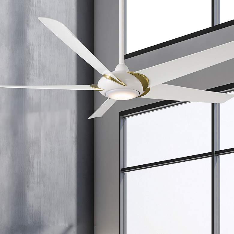 Image 1 62" Modern Forms Lucid Matte White LED Smart Wet Ceiling Fan