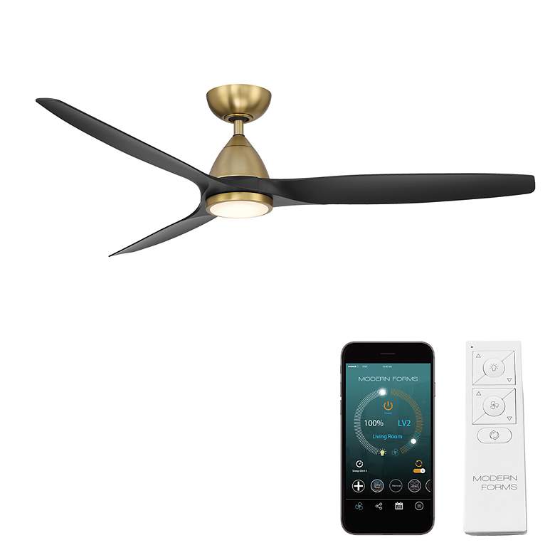 Image 4 62" Modern Forms Skylark Brass and Black 3000K LED Smart Ceiling Fan more views