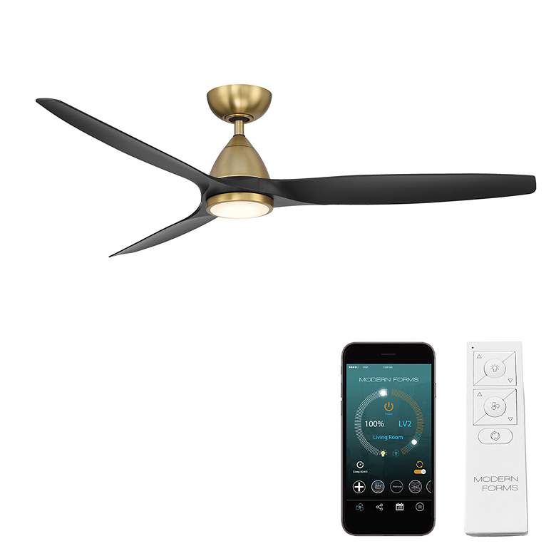 Image 4 62 inch Modern Forms Skylark Brass and Black 3000K LED Smart Ceiling Fan more views