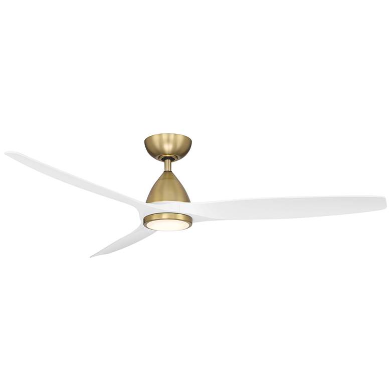 Image 1 62" Modern Forms Skylark Brass and White 3000K LED Smart Ceiling Fan