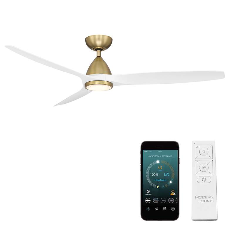 Image 4 62 inch Modern Forms Skylark Brass and White 3000K LED Smart Ceiling Fan more views