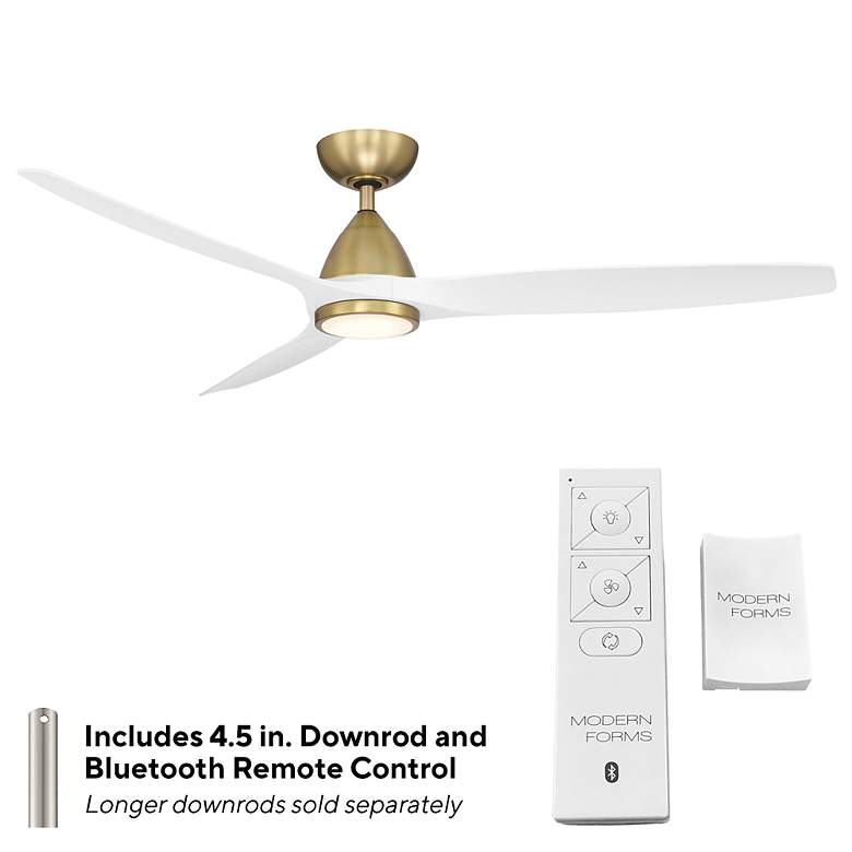 Image 5 62" Modern Forms Skylark Brass and White 3000K LED Smart Ceiling Fan more views