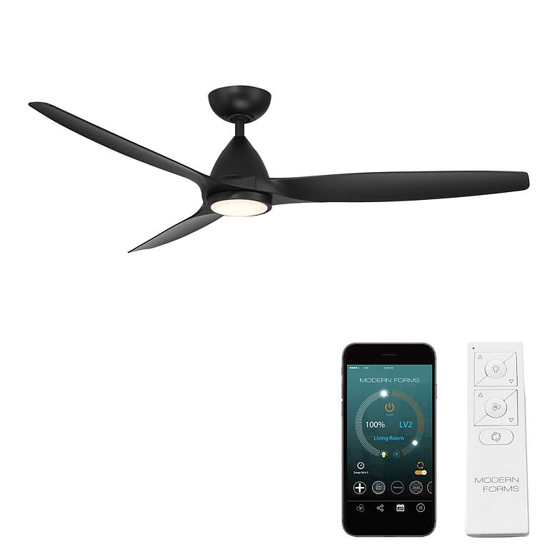 Image 4 62 inch Modern Forms Skylark Matte Black 3000K LED Smart Ceiling Fan more views