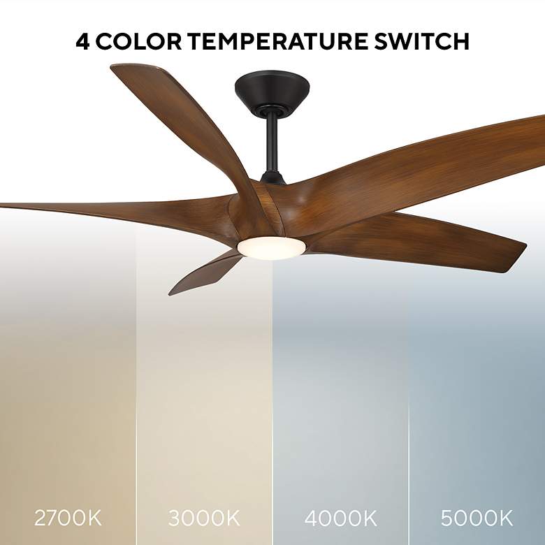 Image 6 62" Modern Forms Zephyr 5 Distressed Koa Outdoor LED Smart Ceiling Fan more views