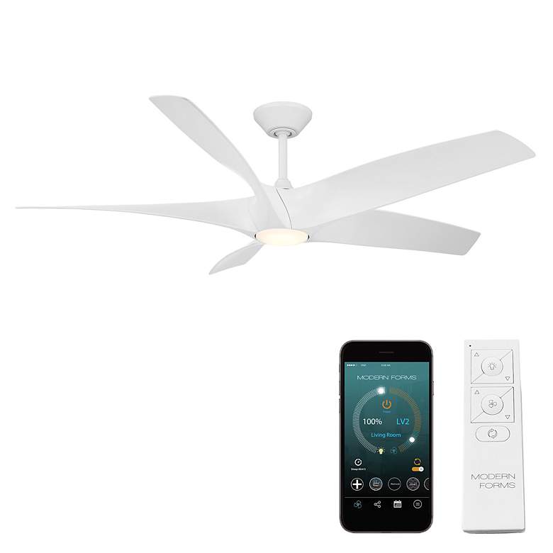 Image 7 62" Modern Forms Zephyr 5 Matte White Outdoor LED Smart Ceiling Fan more views