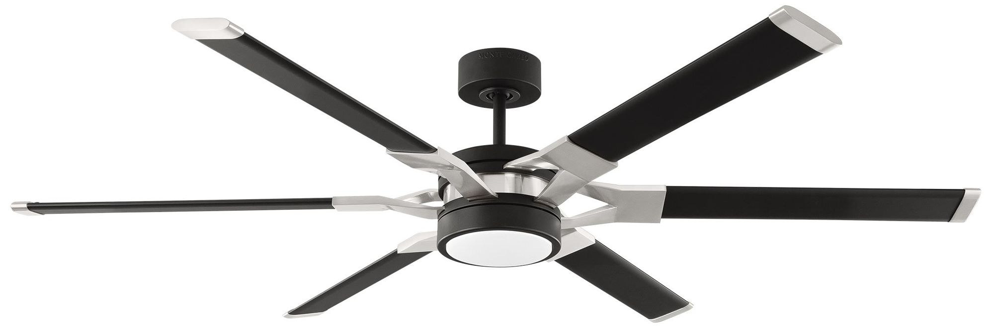 62" Monte Carlo Loft Black and Steel Damp Rated Fan with Remote