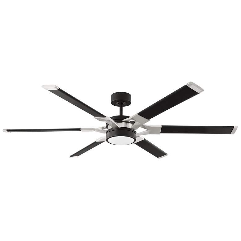 Image 2 62" Visual Comfort Loft Black and Steel Damp Ceiling Fan with Remote