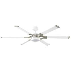 62" Visual Comfort Loft Matte White LED Damp Ceiling Fan with Remote