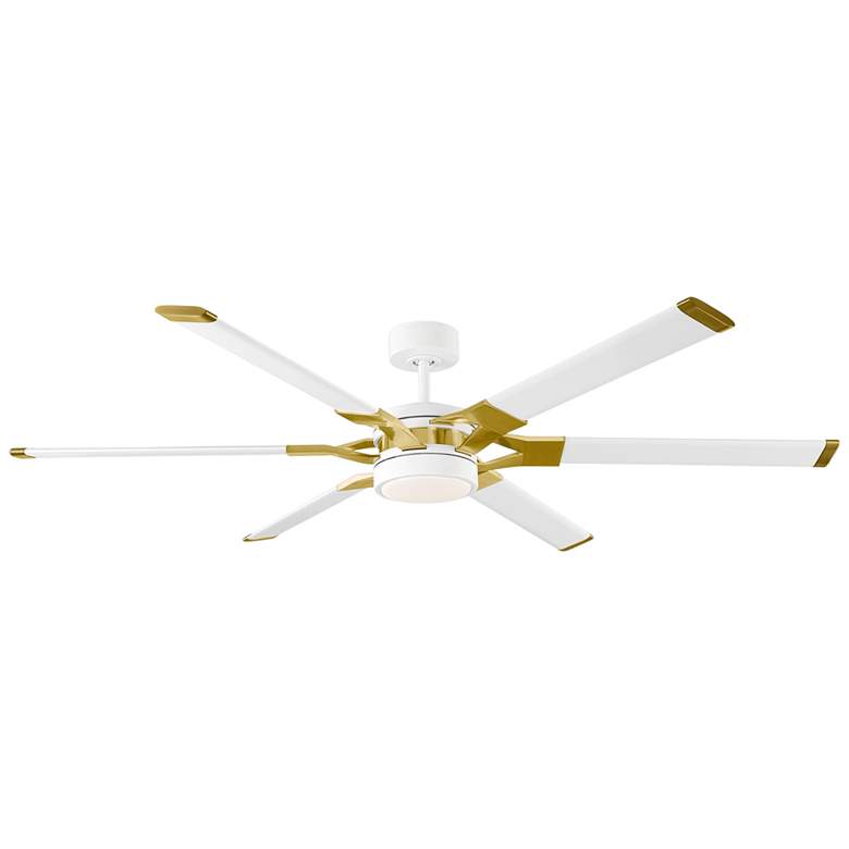 Image 2 62" Visual Comfort Loft White Brass LED Damp Rated Fan with Remote