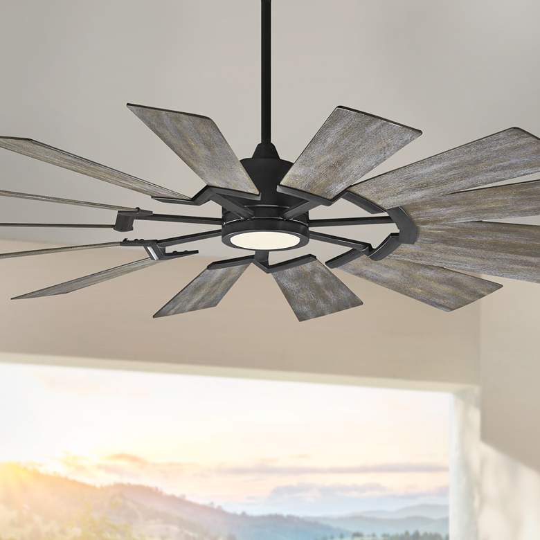 Image 1 62" Visual Comfort Prairie Large Windmill Ceiling Fan with Remote