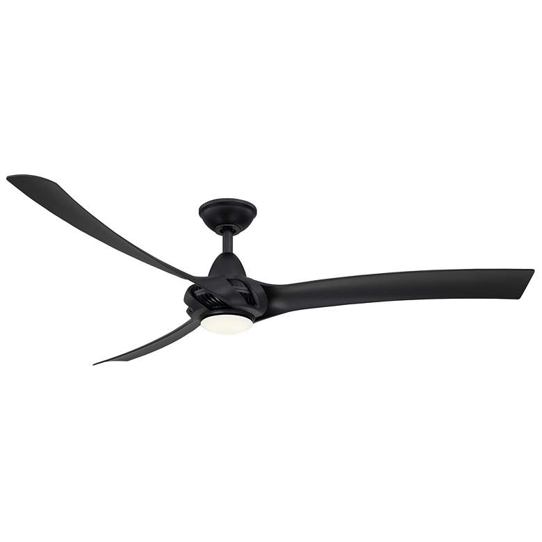 Image 1 62" Wind River Droid XL Matte Black Indoor LED Ceiling Fan with Remote