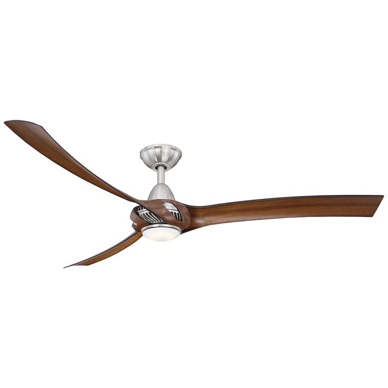 Image 1 62" Wind River Droid XL Nickel and Walnut Indoor LED Ceiling Fan