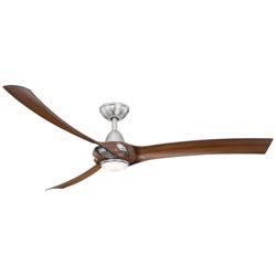62" Wind River Droid XL Nickel and Walnut Indoor LED Ceiling Fan