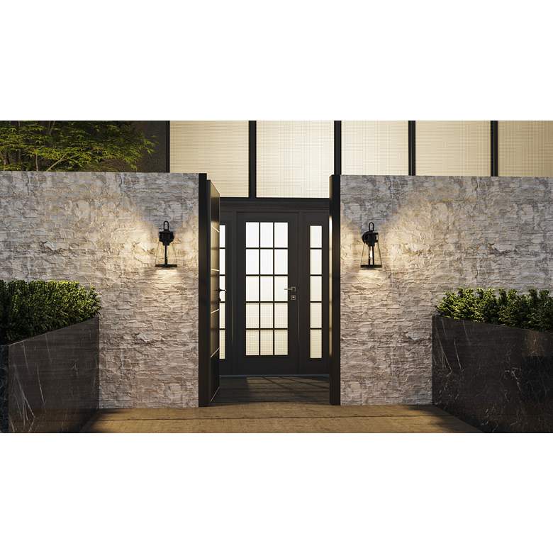 Image 1 Barber 1-Light Matte Black Outdoor Wall Lantern in scene