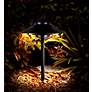 Two Tiered Outdoor Landscape Black Pagoda LED Light in scene