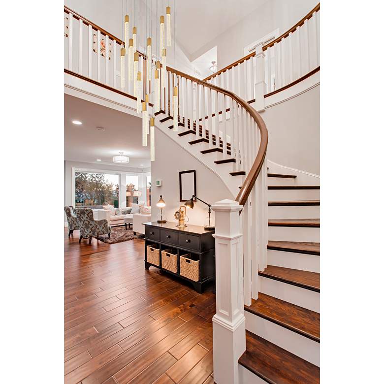 Image 1 Weston 30" Wide Satin Gold Multi-Light LED Pendant in scene