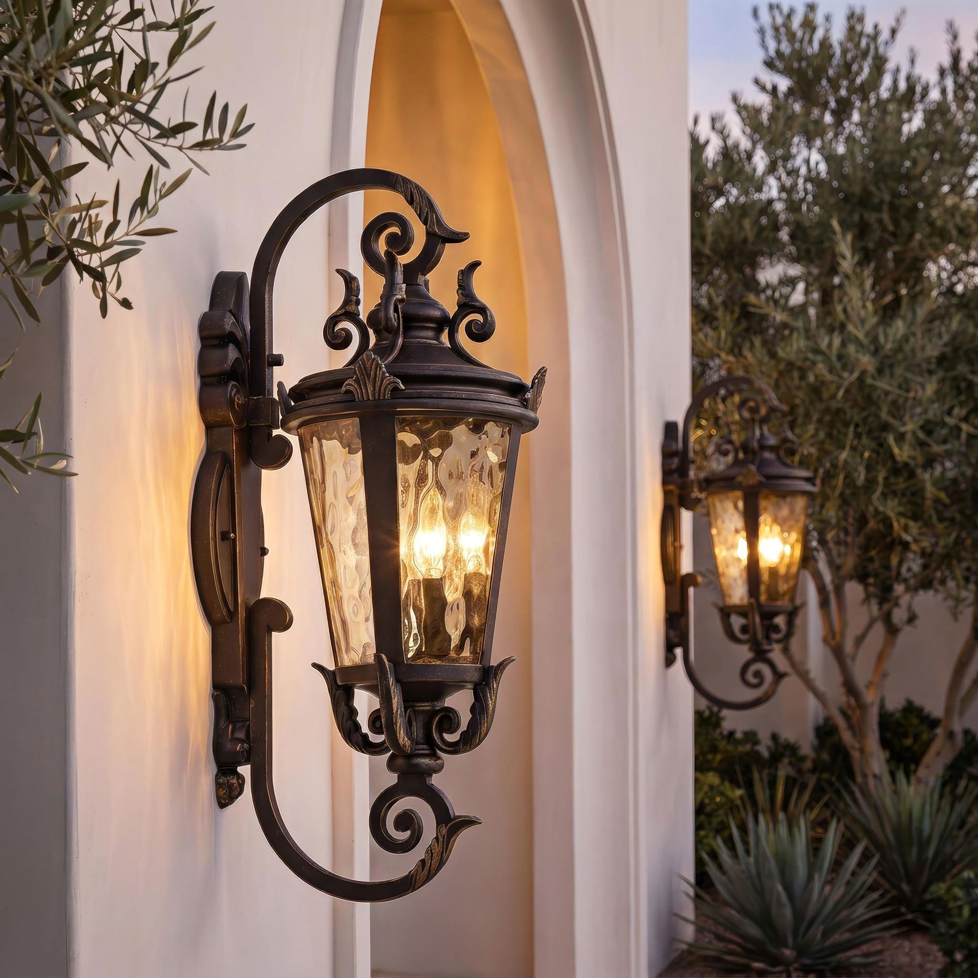 Image 1 Casa Marseille 21 1/2" Traditional Scroll Bronze Outdoor Wall Light in scene
