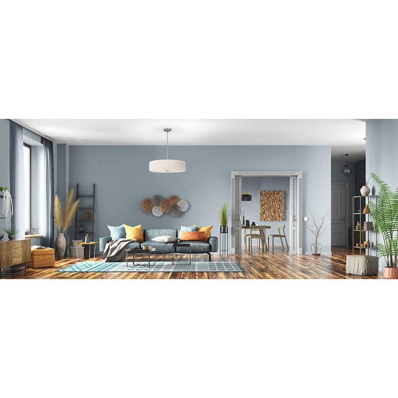 Image 1 Mid Town 24 inch LED Pendant or Semi-Flush - Brushed Steel in scene