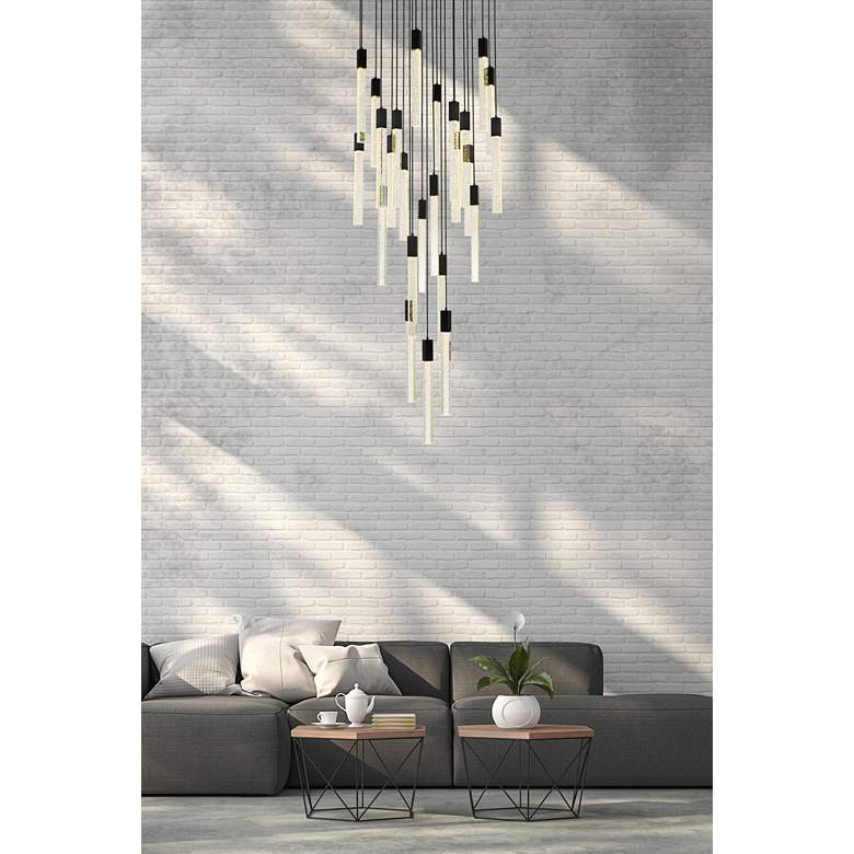 Image 1 Weston 42" Wide Black Crystal 25-Light LED Cluster Pendant in scene