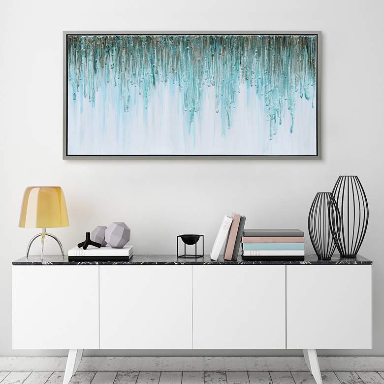 Image 1 Green Frequency 48" Wide Rectangular Framed Canvas Wall Art in scene