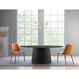 Image1 of Deodat 78 1/2"W Ash Veneered Matte Black Oval Dining Table in scene