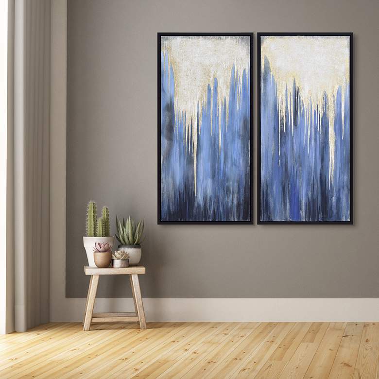 Image 1 Snowy Drip 1 and 2 48"H 2-Piece Framed Canvas Wall Art Set in scene