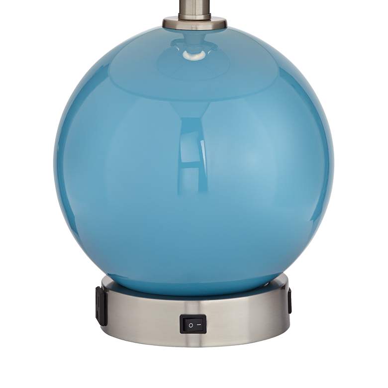 Image 3 62E56 - Blue Globe Accent Table Lamp with 1 USB and 1 Outlet more views