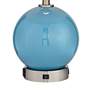 62E56 - Blue Globe Accent Table Lamp with 1 USB and 1 Outlet