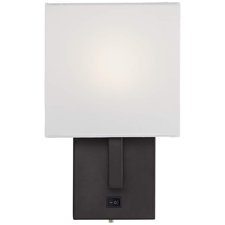 Image 3 62E78 -11.5"H Dark Bronze Metal Wall Sconce w/Half Rect more views