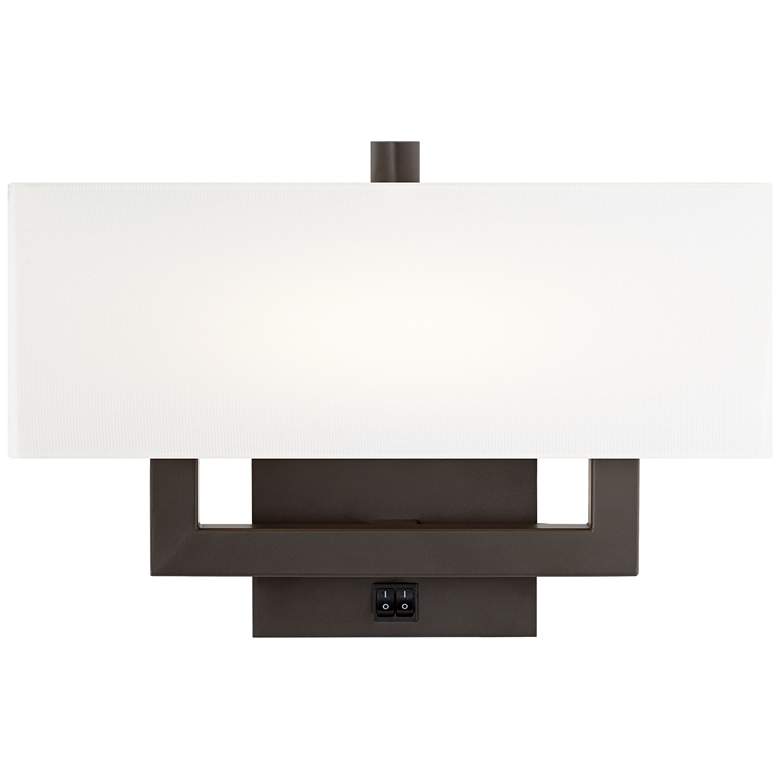 Image 1 62E82 -12" Dark Bronze Metal HeadBoard Two-Lights