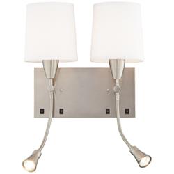 62F54 - 17&quot;H Double Sconce with Gooseneck Reading Light