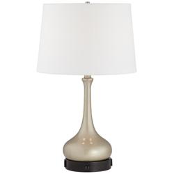 62F59 - Double Socket Gold Table Lamp 2 Outlets