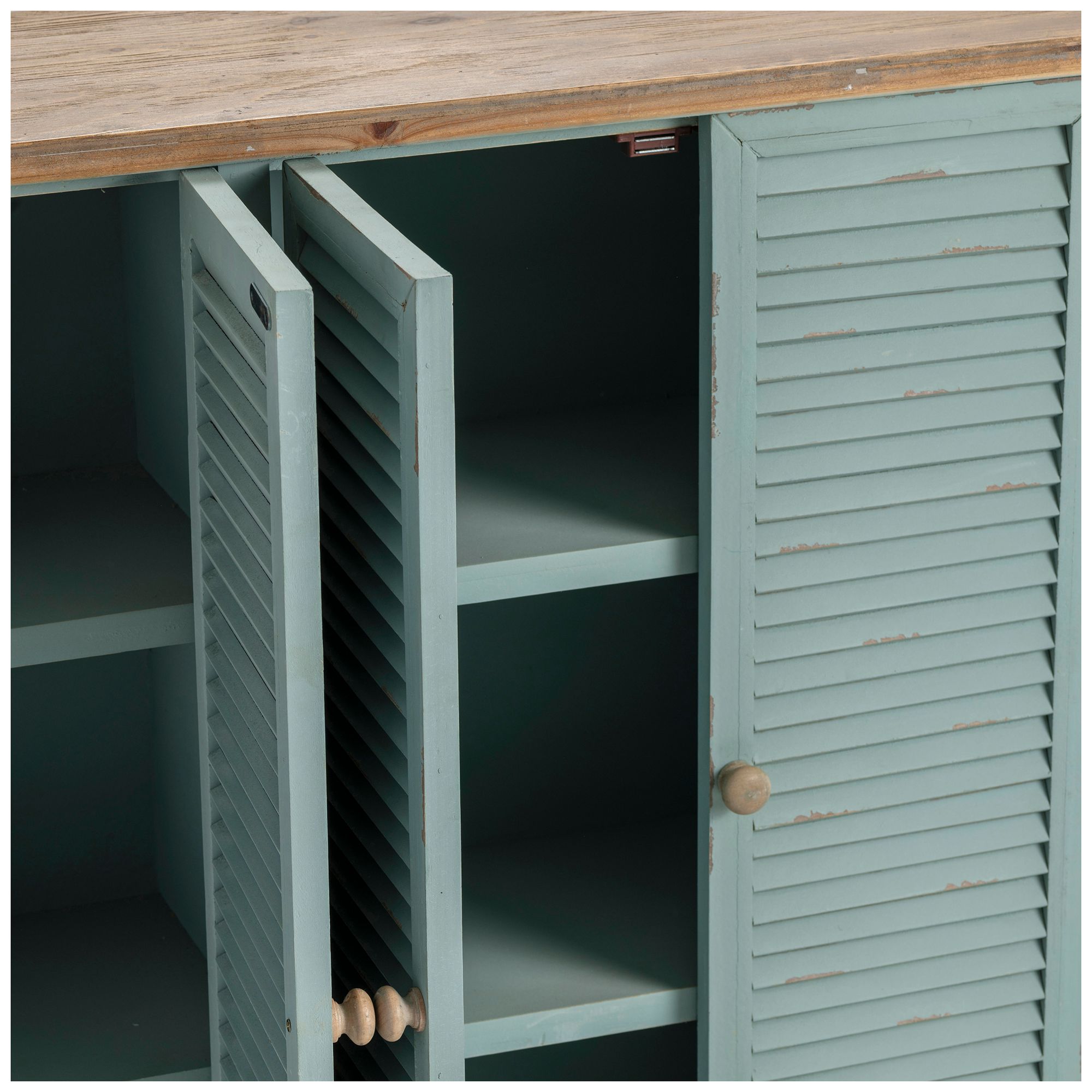 Image 5 63 in. Blue Solid Wood 6 Door Sideboard_Buffet Table more views