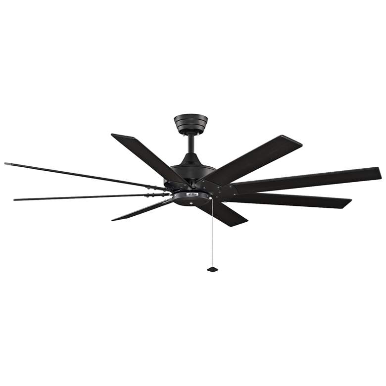 Image 2 63 inch Fanimation Levon Black Eight Blade Indoor Pull Chain Ceiling Fan