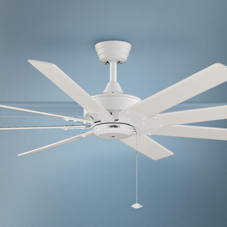 Image 1 63 inch Fanimation Levon Matte White Eight Blade Pull Chain Ceiling Fan