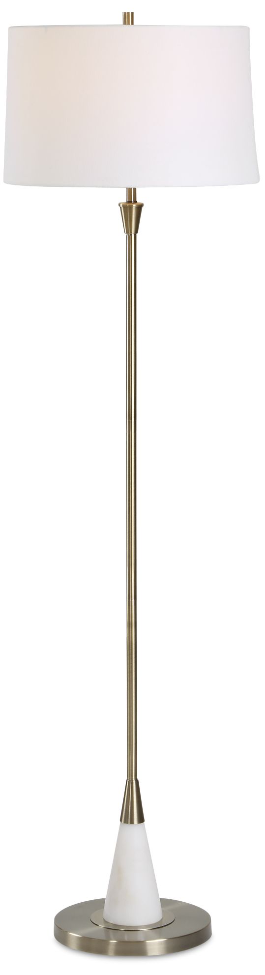 Image 2 63" High Antique Brass Metal with Marble Floor Lamp